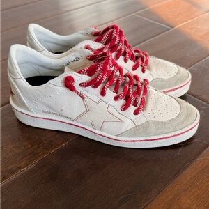 Golden Goose White and Red Ballstars